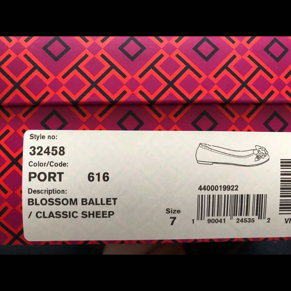 Tory Burch Burgundy Blossom Ballet Flats - Picture 8 of 8